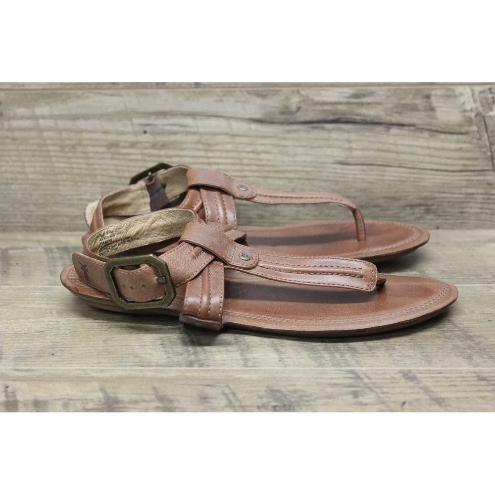 Frye‎ women's Alessia Trapunto leather strappy thong artisanal sandals 9.5M - Picture 12 of 16